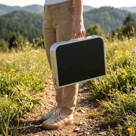 Folding suitcase-style design