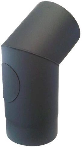 Smoke elbow with cleaning opening 150 mm, 45°, steel 1.5 mm, black