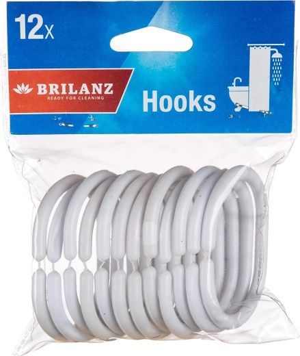 Plastmasas āķīši vannas aizkaram, balti, 12 gab.