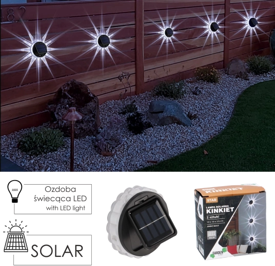 Set of 2 STAR LED solar wall lights, cool white, 10 × 10 × 2.5 cm