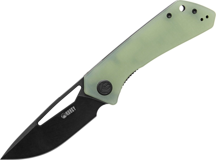 Kabatas nazis Kubey Thalia Black Jade 8,3 cm, gaiši zaļš G10 ar klipsi