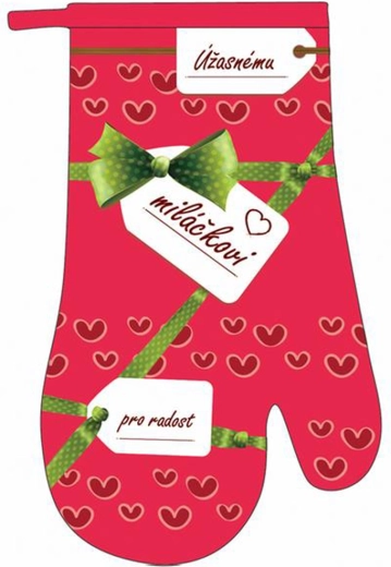 TORO kitchen oven mitt with the inscription For an amazing sweetheart, red