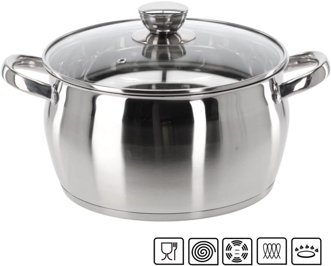 Nerūsējošā tērauda katls ar vāku Belly 5 l 24 cm