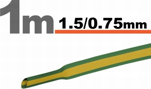 Siltuma saraušanās caurulīte dzeltena/zaļa 1,5/0,75 mm