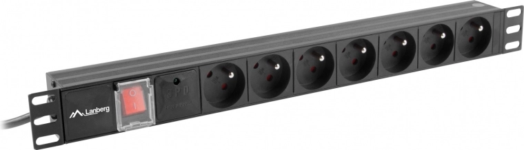 Raka barošanas sliede PDU 19" 1U, 7x 230 V, 2 m, ieeja IEC C14, melna