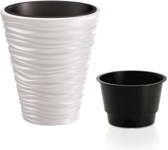 Plastic Planter Sand with Insert 29.5 cm White