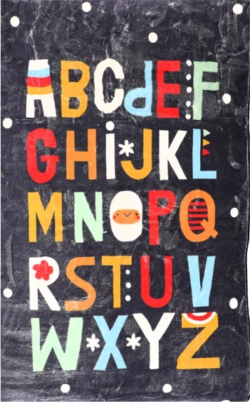 Bērnu paklājs un rotaļu pamatne 140 × 80 cm Alphabet – tumši zila