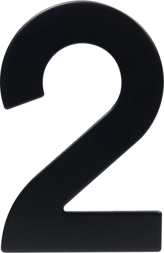 House number 2, 95 mm, stainless steel, matte black