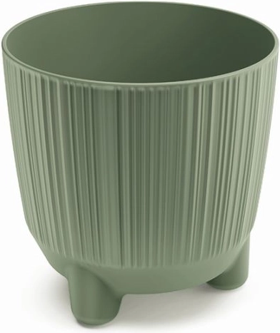 Puķu pods ar kājiņām no izturīgas plastmasas – zemes zaļš, 12,6 cm