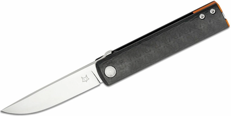 Fox Knives FX-543 CFO Chnops kabatas nazis 7,5 cm, melns/oranžs, oglekļa šķiedra