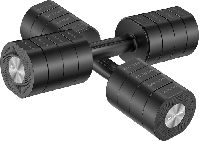 Regulējamas hanteles MERACH MR-2444, komplekts 2 gab. (1–4 kg uz hanteli)