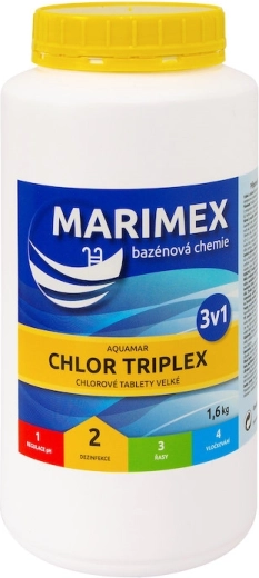 Marimex Chlor Triplex 1,6 kg – daudzfunkcionālas tabletes baseinam