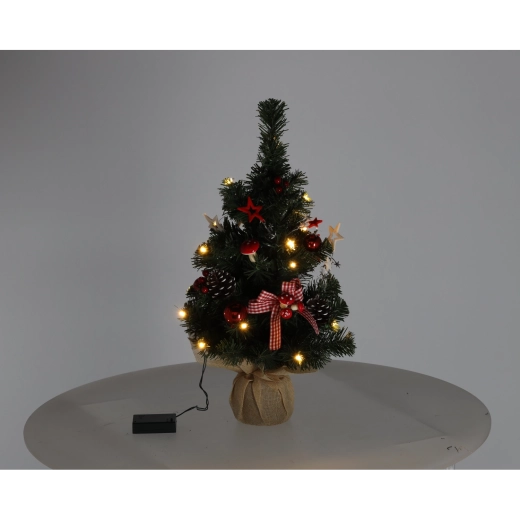 Ziemassvētku dekorācija Choinka Bożonarodzeniowa – gaismas eglīte 50 cm, 20 LED, sarkani-balta