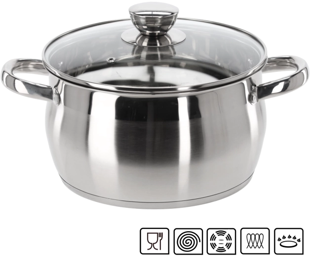 Nerūsējošā tērauda katls ar vāku Belly 4 l 22 cm