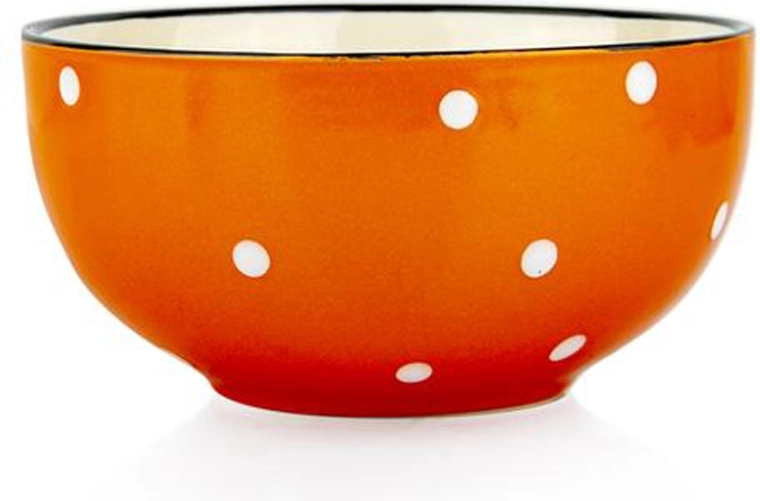 Keramikas bļoda oranžā krāsā ar baltiem punktiņiem 490 ml, 13 cm