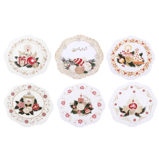 Ziemassvētku apaļas papīra salvetes ar motīvu “Boże Narodzenie” 28 cm (6 gab.)