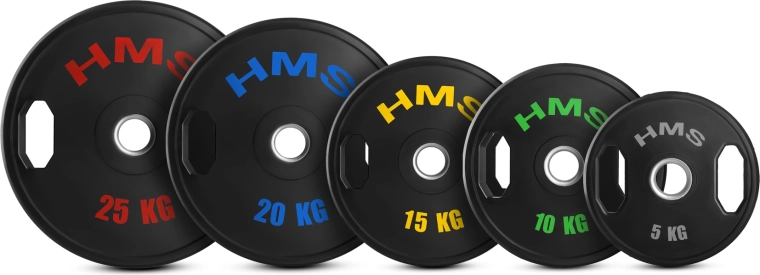 HMS TOG gumijotu olimpisko disku komplekts 2 × 5 kg