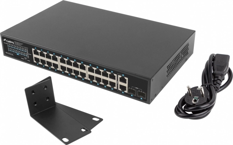 Lanberg 24 portu gigabitu PoE+ slēdzis 250 W ar 2x SFP un 2x uplinku
