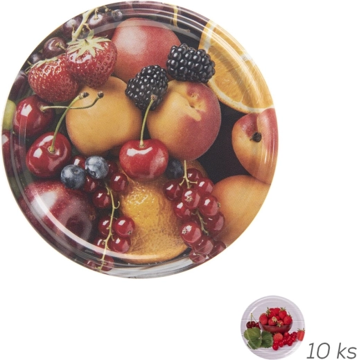 Bio metāla konservēšanas vāciņi TO 66 ar augļu motīvu 10 gab.