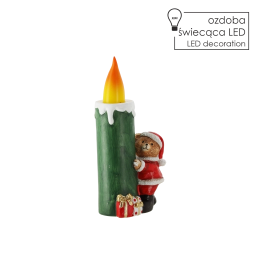 Ziemassvētku LED dekorācija lācītis Santa Klausa tērpā - 1 gab.