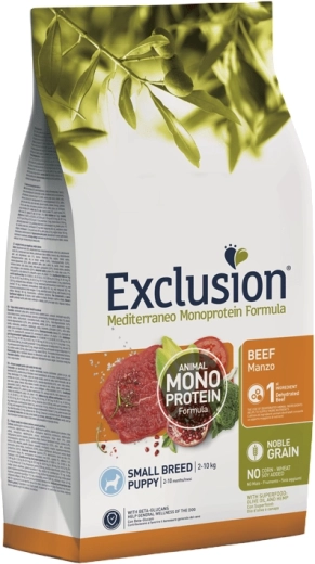 Exclusion granulas pro mazo šķirņu kucēniem ar liellopu gaļu, 2 kg