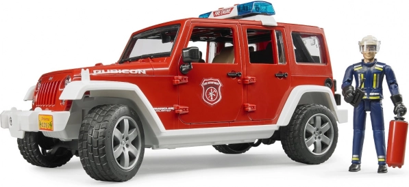 Sarkans ugunsdzēsēju Jeep Wrangler ar figūriņu un piederumiem