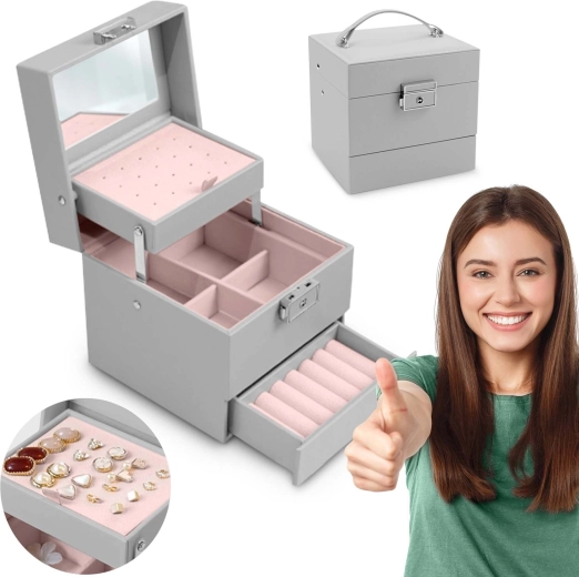 Massido MS-703 Jewelry Box, Gray