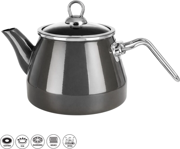 Enamel teapot Metalic rim 2 l