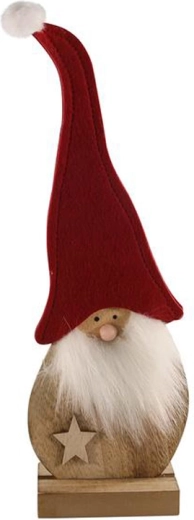 Filca figūriņa Santa Claus 29 cm uz koka pamatnes – sarkana
