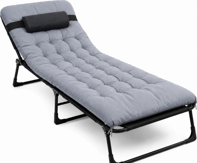 Saliekamā tūristu gulta Premium 200 × 68 cm melni pelēka