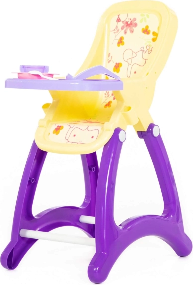 Augstais krēsliņš lellēm – dzelteni-violets