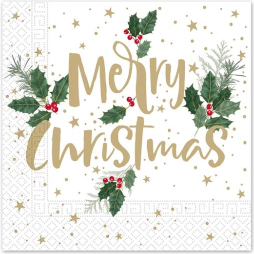 Ziemassvētku papīra salvetes 33 × 33 cm, 3 slāņu, Merry Christmas, 20 gab.