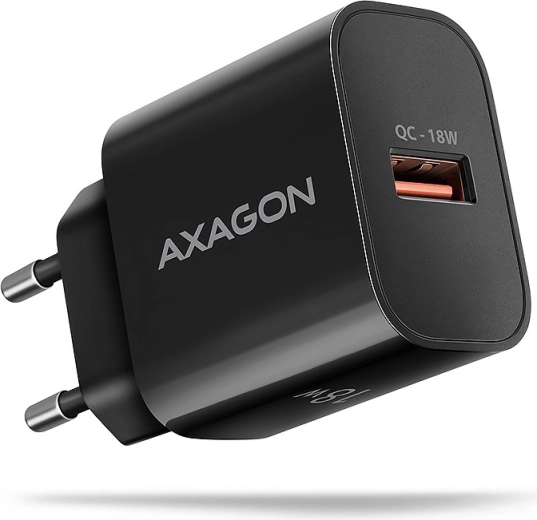 Axagon tīkla lādētājs 18 W ar ātro uzlādi QC 3.0, 1× USB-A, melns
