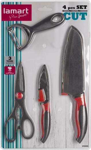 Lamart Cut Kitchen Knife, Scissors and Peeler Set