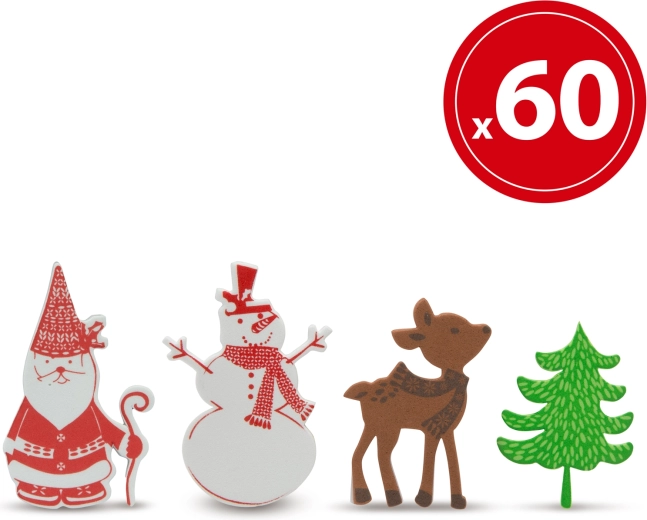 Ziemassvētku putuplasta uzlīmes, 60 gab.