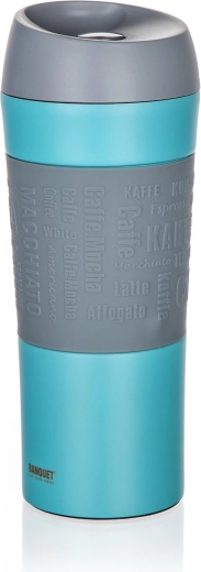 Ceļojumu termokrūze 400 ml MATTY, nerūsējošais tērauds un silikons, zila