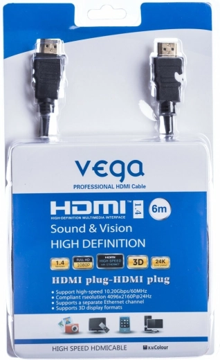 HDMI Cable 6 m 10.2 Gb/s Black VEGA