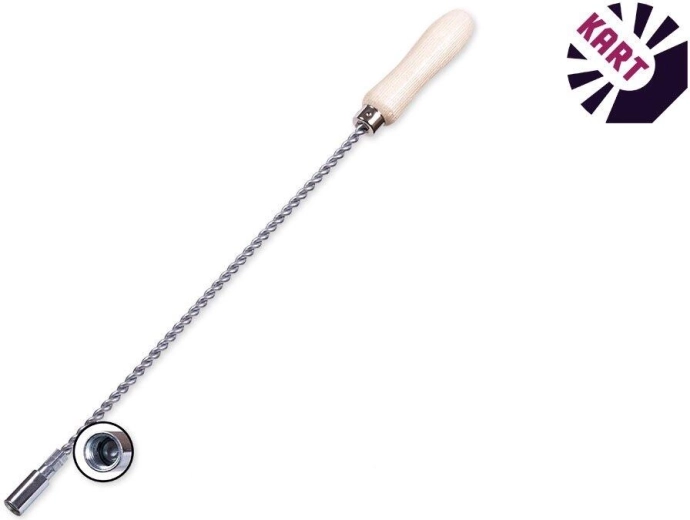 Extension attachment for tube brushes 1 m with M12, galvanized wire and wooden handle