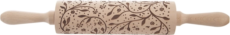 Wooden decorative rolling pin with “stems” pattern 20/38 cm