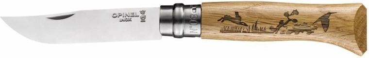 Opinel N°08 Inox Animalia 2019 kabatas nazis, ozolkoks, zaķa motīvs