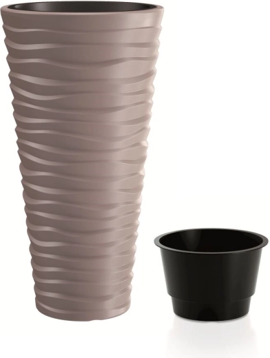 Prosperplast Sand Slim Flower Pot 37 l mocha with insert