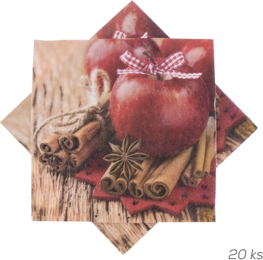 Paper napkins with apple motif 33 × 33 cm, 20 pcs