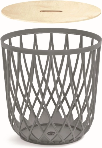 Universāls grozs ar koka vāku 39 cm – pelēks akmens