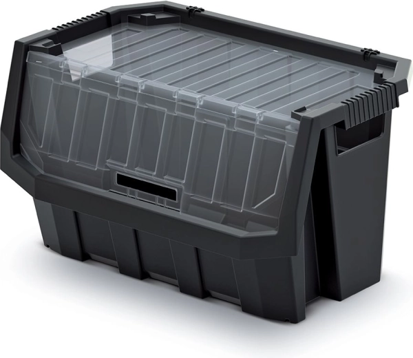 Plastmasas uzglabāšanas kaste Truck Max Plus 26 l ar caurspīdīgu vāku