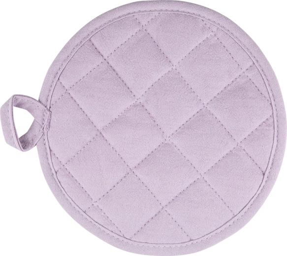 Round kitchen pot holder 18 cm, light purple, cotton