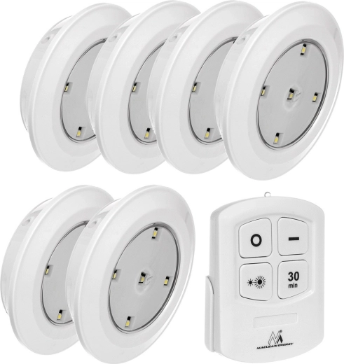 6 LED gaismekļu komplekts ar tālvadības pulti MACLEAN ENERGY MCE165, bateriju