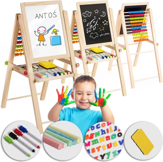 Saliekama magnētiskā un krīta tāfele bērniem Ricokids ar skaitīkli