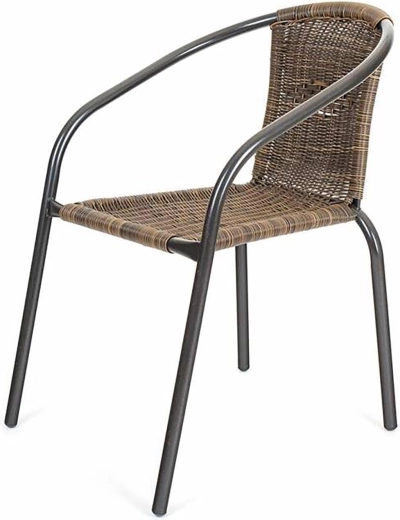 Dārza krēsls no tērauda un mākslīgā rotangpalmas pinuma, brūns, 64 × 53 × 73 cm
