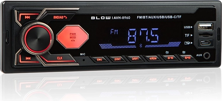 Automaģnetola 1DIN RDS MP3/USB/micro SD/BLUETOOTH + USB-C