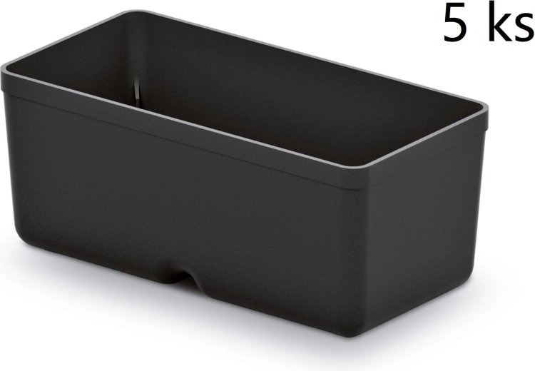 Set of 5 plastic tool boxes Unite Box, black, 110 × 55 × 132 mm